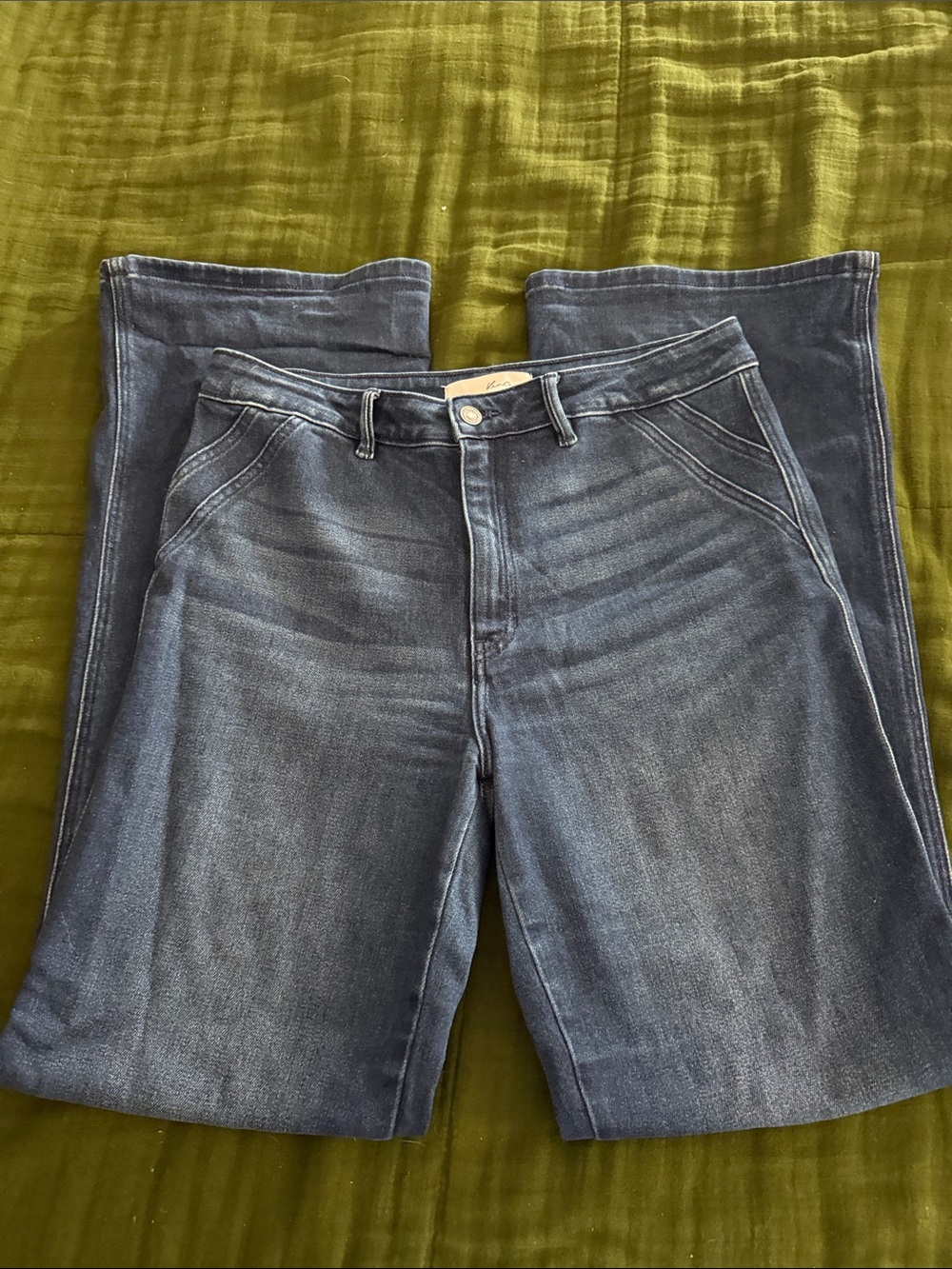 KanCan High-Waist Wide Leg Dark Denim Jeans